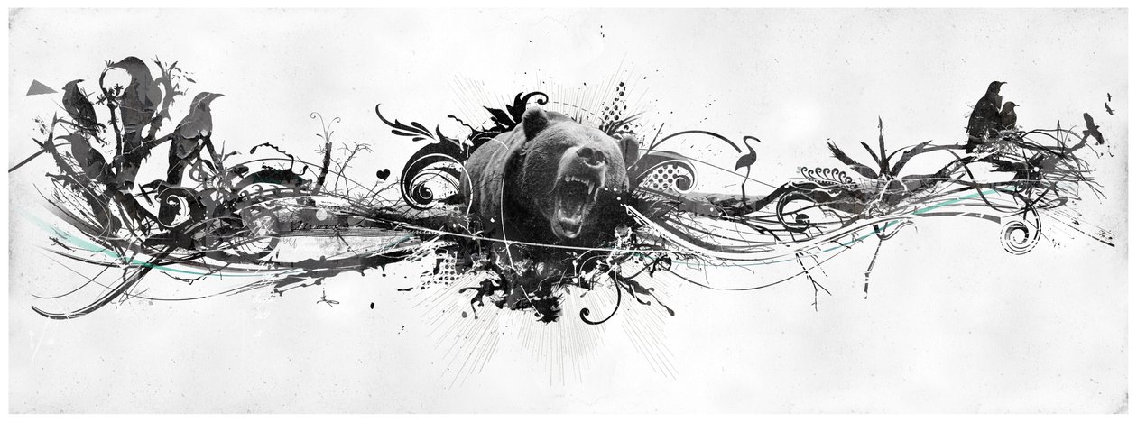 Bear Growl, 2014 (Colagem sobre tela) de Teis Albers