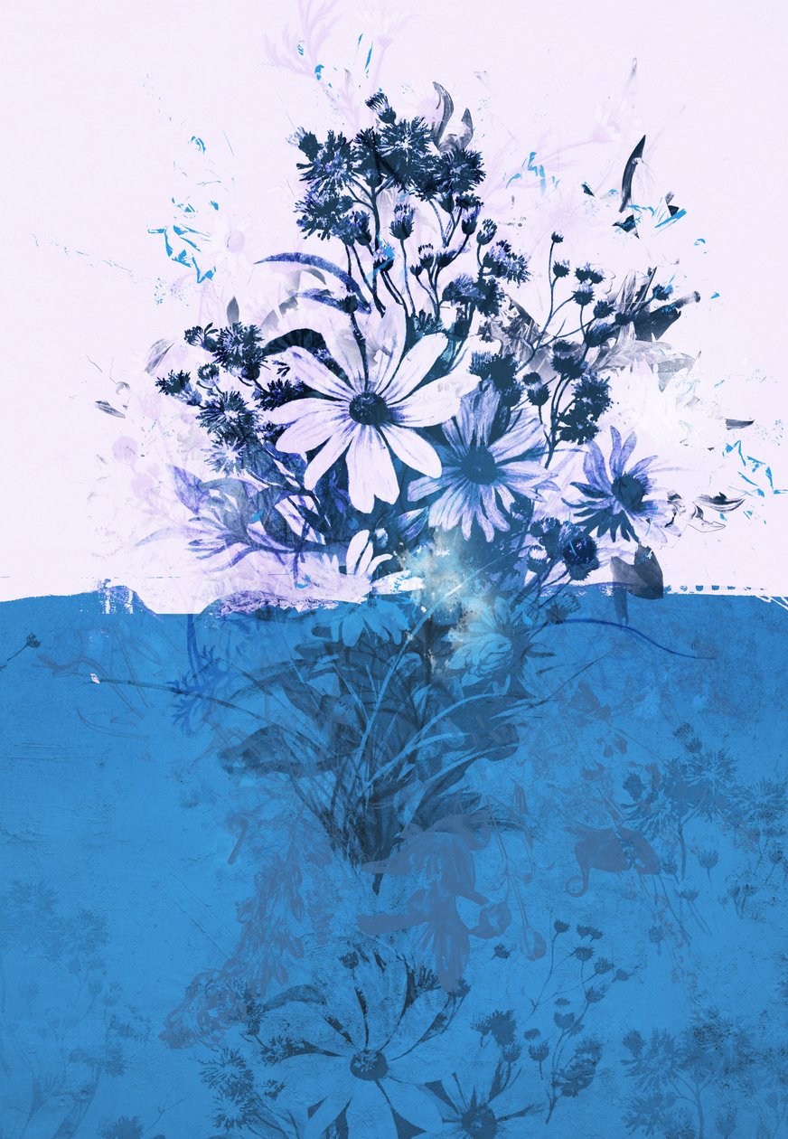 Blue Bouquet, 2017 (Colagem sobre tela) de Teis Albers