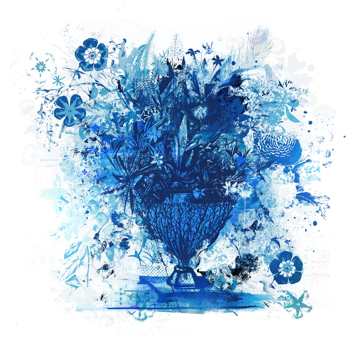 Bouquet in Blue, 2018 (mídia mista sobre tela) de Teis Albers