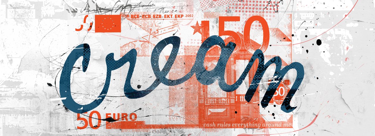 C.R.E.A.M., 2014 (Colagem sobre tela) de Teis Albers