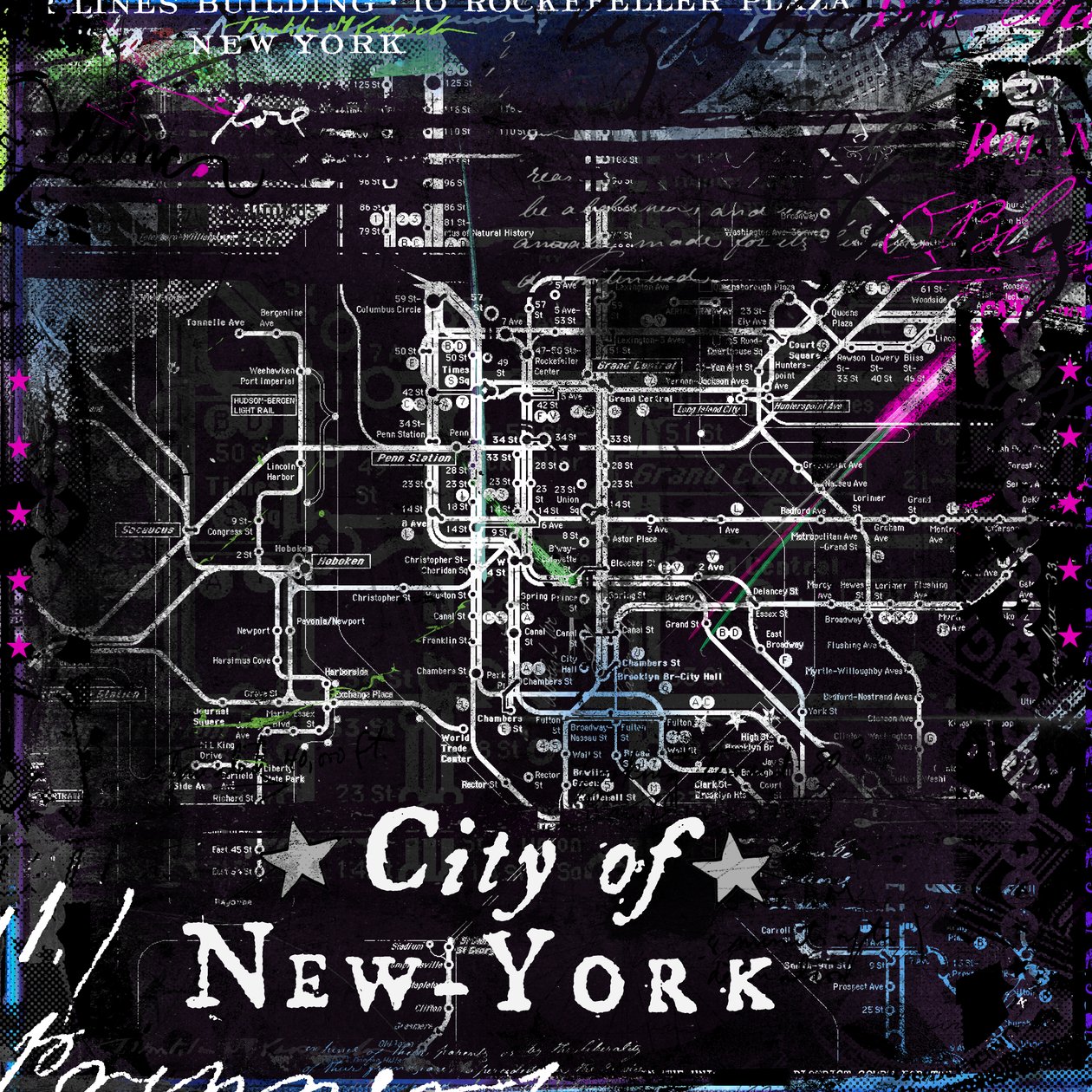 Cidade de Nova York, 2014 (mídia mista sobre tela) de Teis Albers