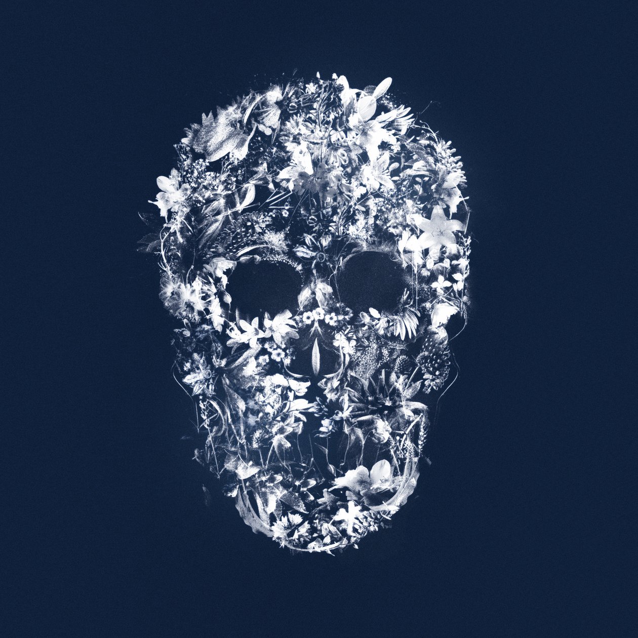 FloralSkull, 2018 (meios mistos sobre tela) de Teis Albers