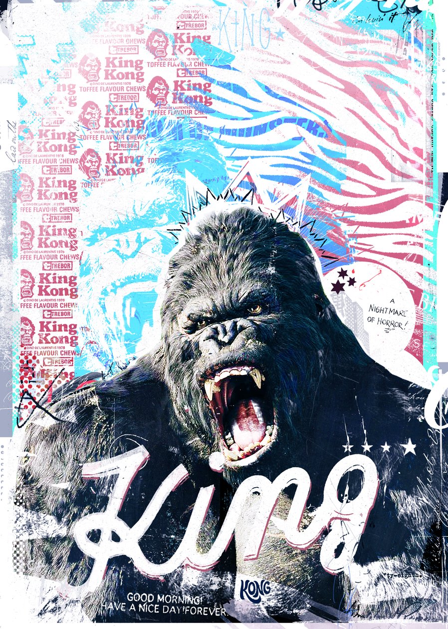 King, 2017 (Colagem sobre tela) de Teis Albers