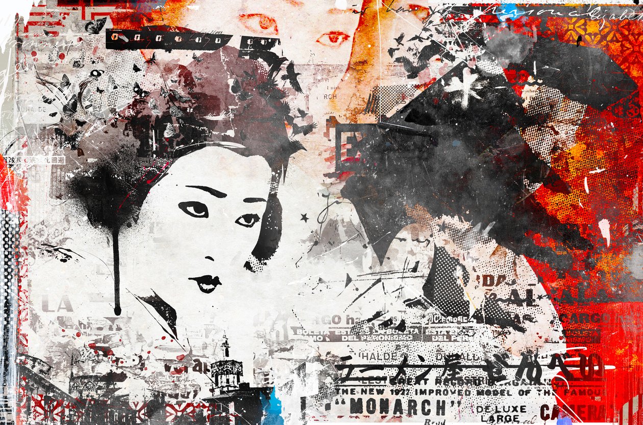 Geisha moderna, 2014 (meios mistos em lona) de Teis Albers