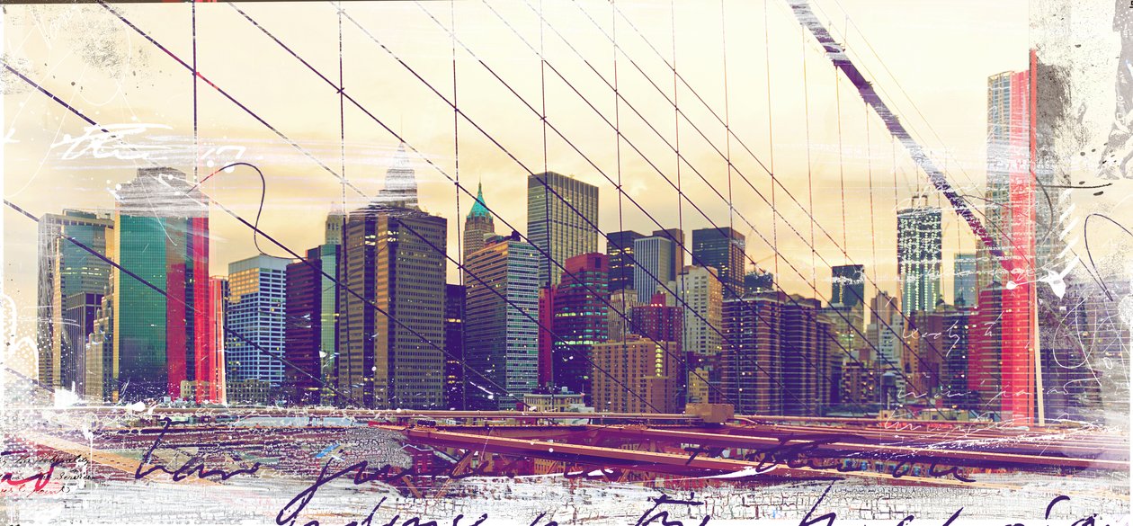 NYC Bridges, 2015 (Collage on canvas) de Teis Albers