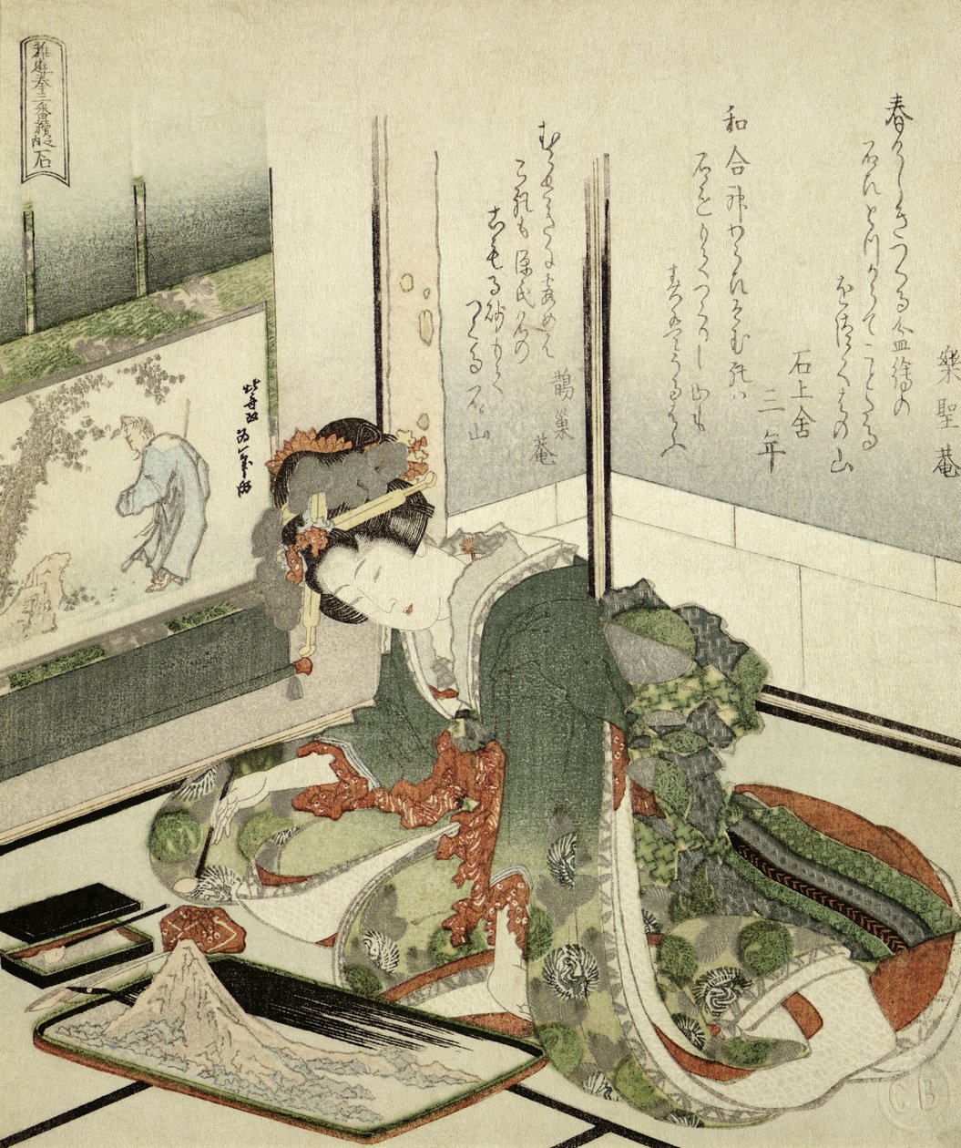 Pedra (Ishi) 1823 (tinta no papel) de Teisai Hokuba
