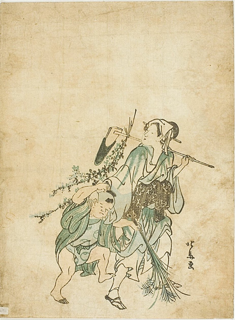 Mulher e criança do campo de Teisai Hokuba