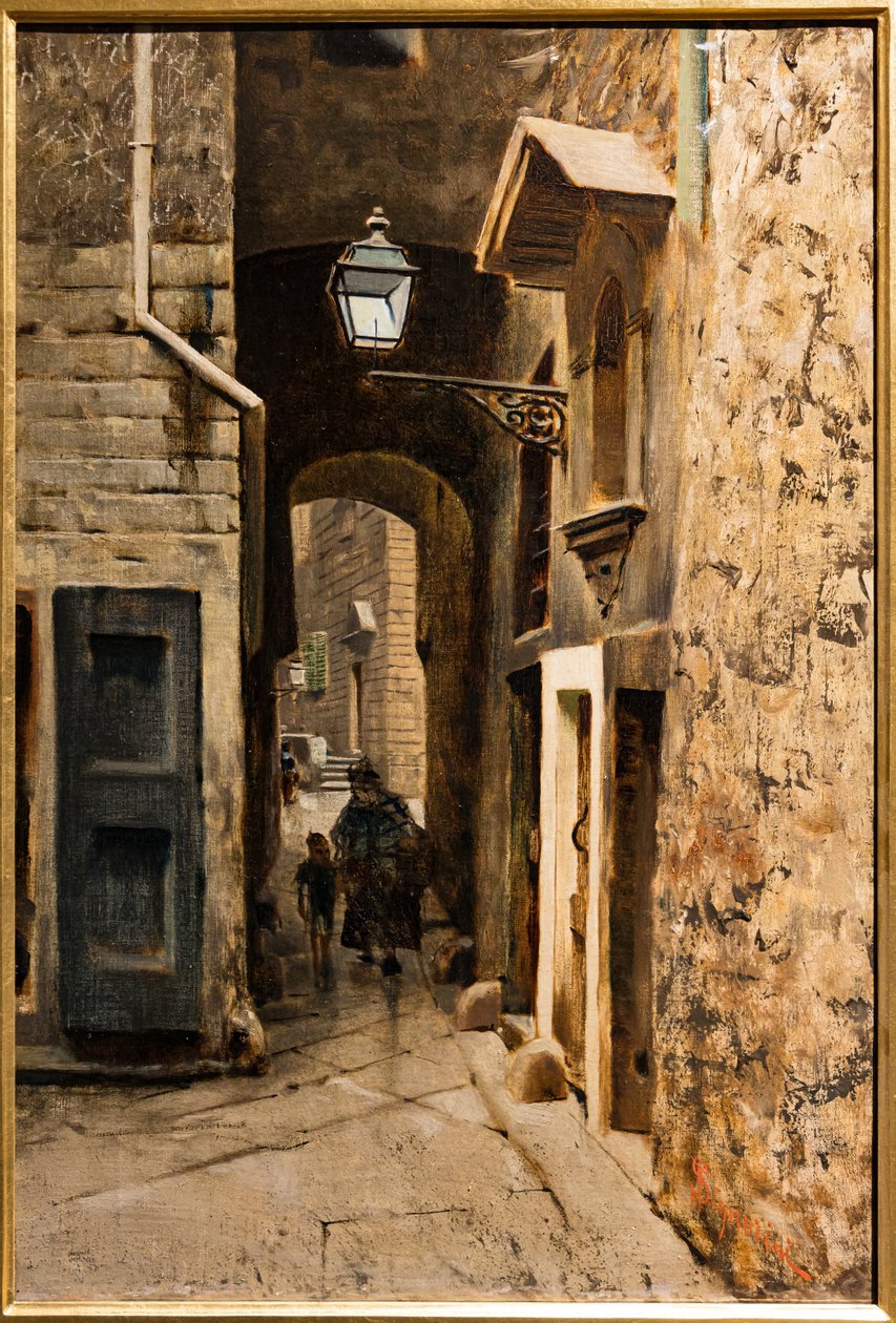 Rua Cavalieri no Velho Gueto de Florença, c.1882 (óleo sobre tela) de Telemaco Signorini