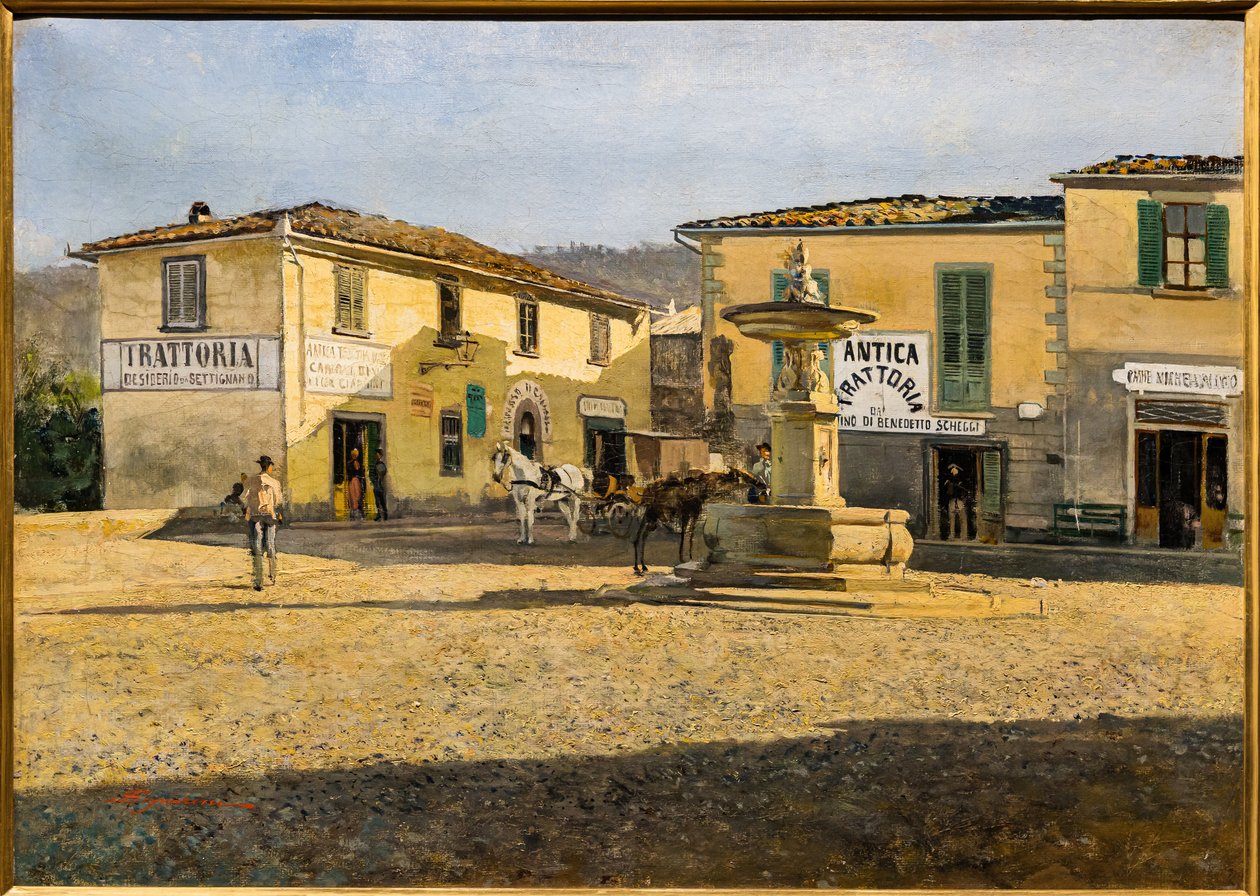 Quadrado em Settignano, c.1861 (óleo sobre tela) de Telemaco Signorini