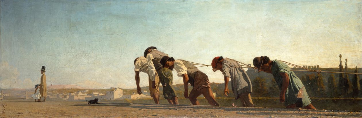 T.Signorini, O caminho de reboque - pintura, 1864-65 de Telemaco Signorini