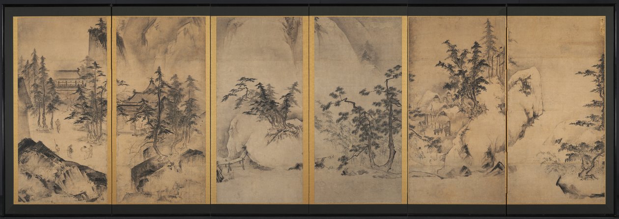 Paisagem de inverno e primavera, primeira metade dos anos 1400. de Tenshō Shūbun