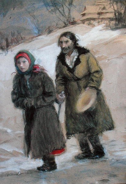 O Retorno (pastel sobre cartão) de Teodor Axentowicz