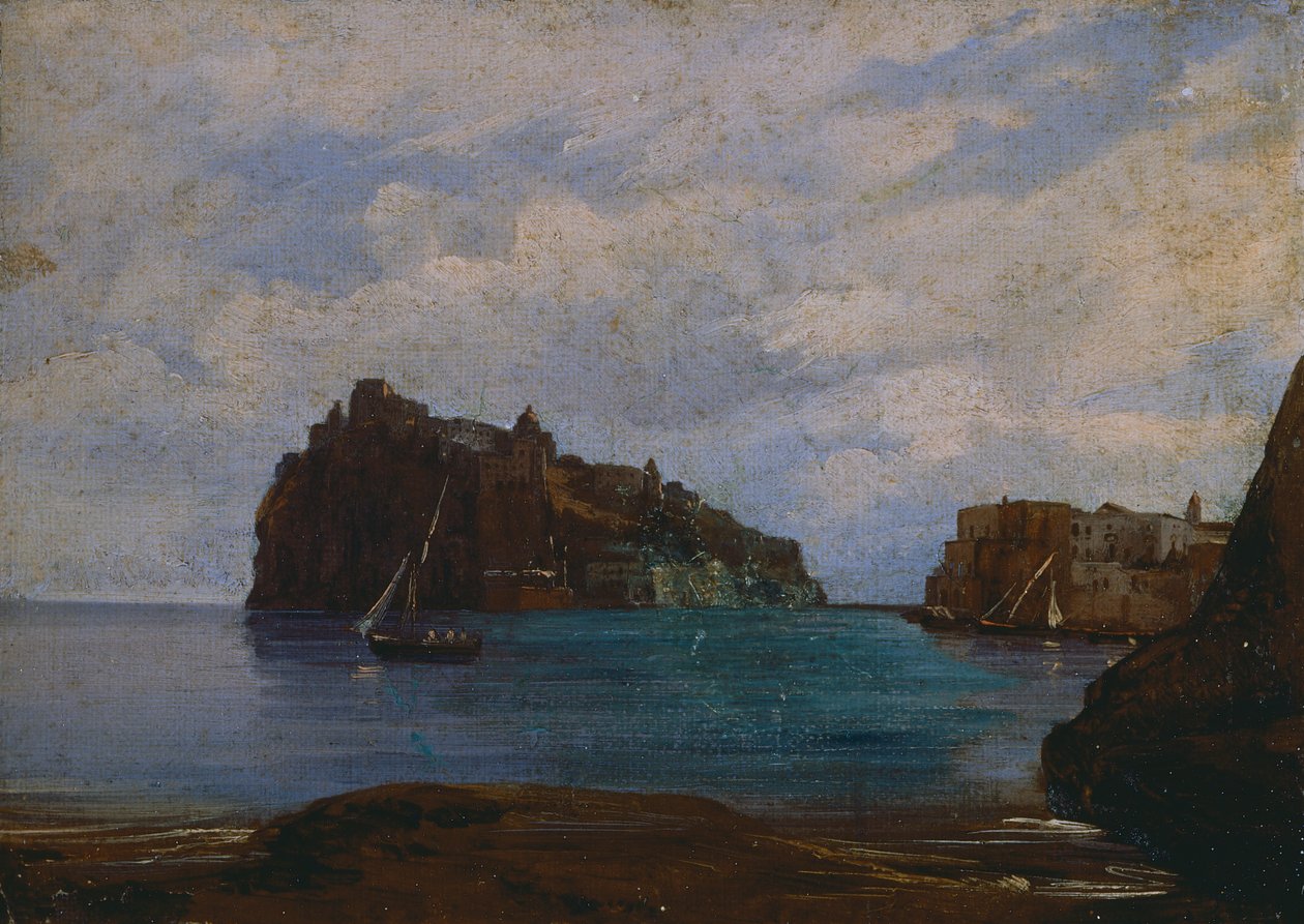 O Castelo Aragonês de Ischia (óleo sobre tela) de Teodoro Duclere