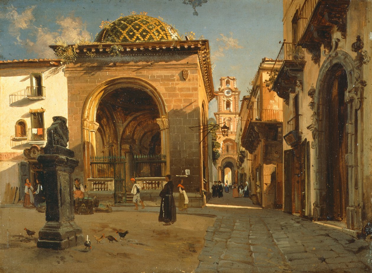 O Sedil Dominova Loggia em Sorrento, de Teodoro Duclere, óleo sobre tela de Teodoro Duclere