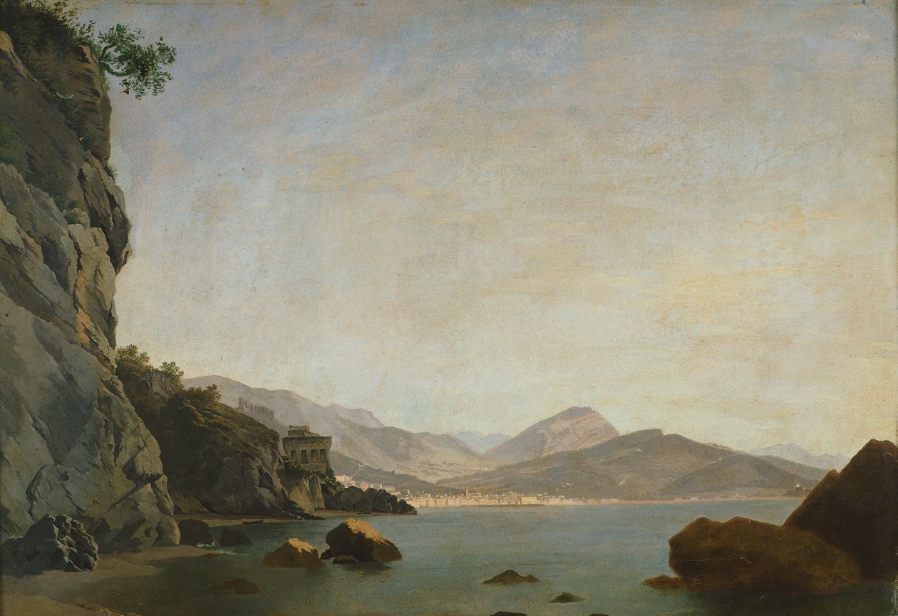 Vista do Golfo de Salerno (óleo sobre tela) de Teodoro Duclere