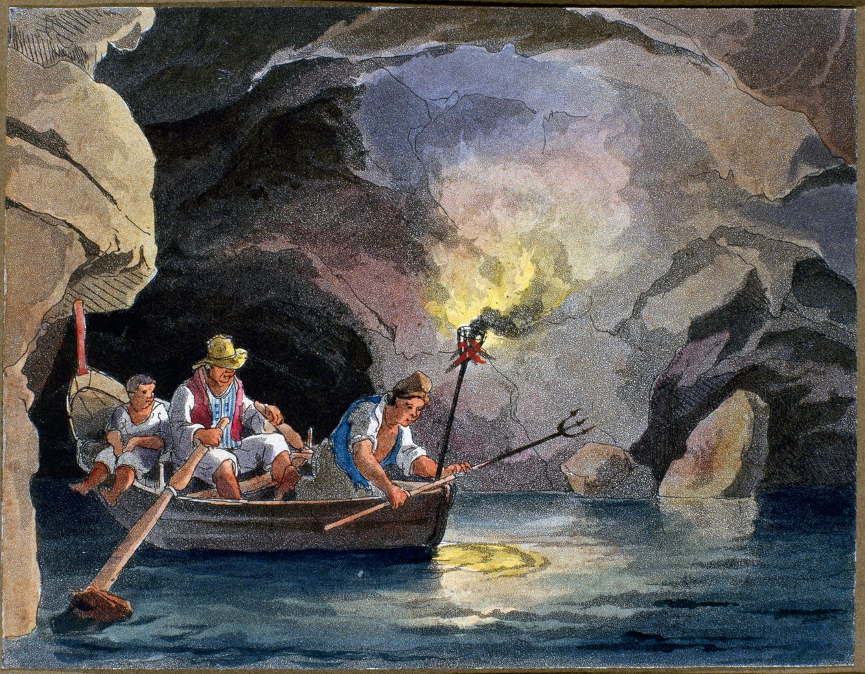 Pesca noturna, c.1830 (aquatinta) de Teodoro Guglielmo Witting