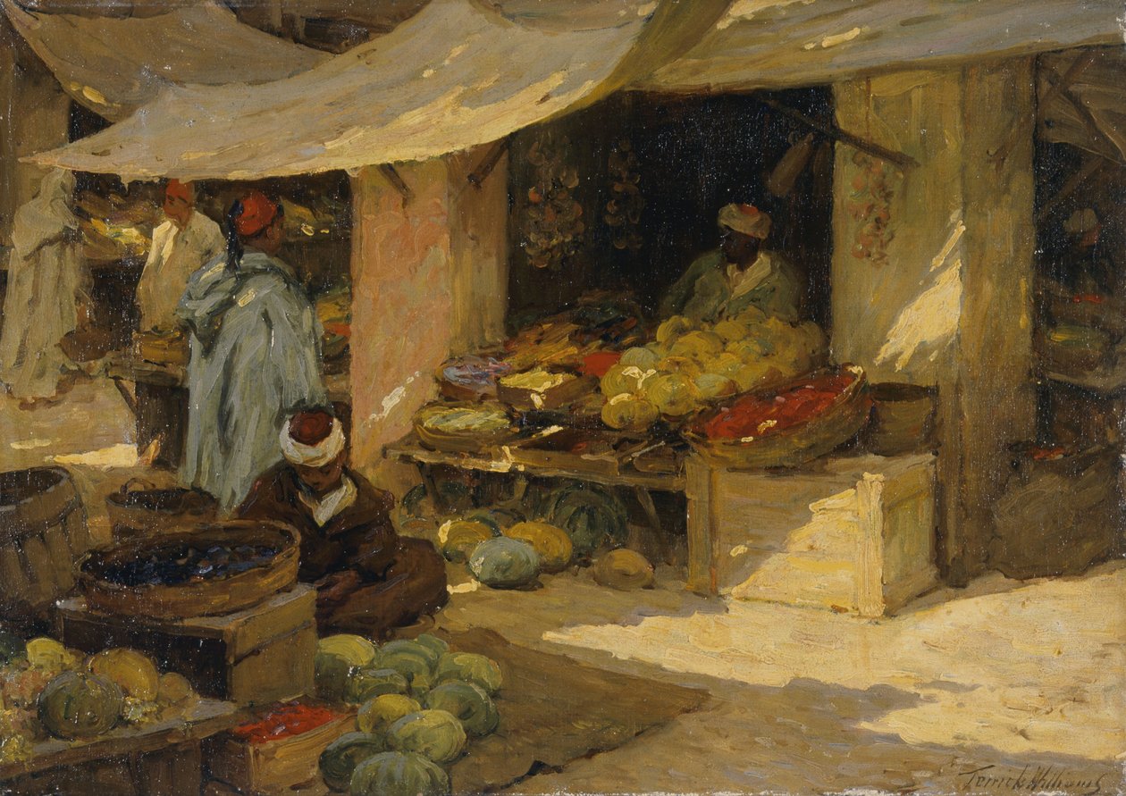 Mercado de fruta, Tânger (óleo sobre tela) de Terrick Williams