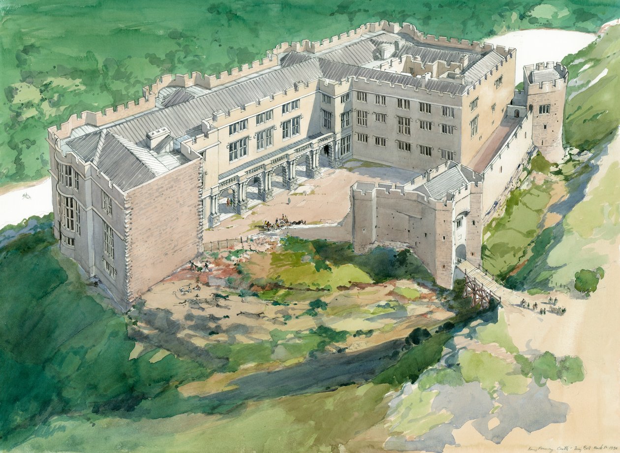 Berry Pomeroy Castle, início do século XVII, c1990-2010 de Terry Ball