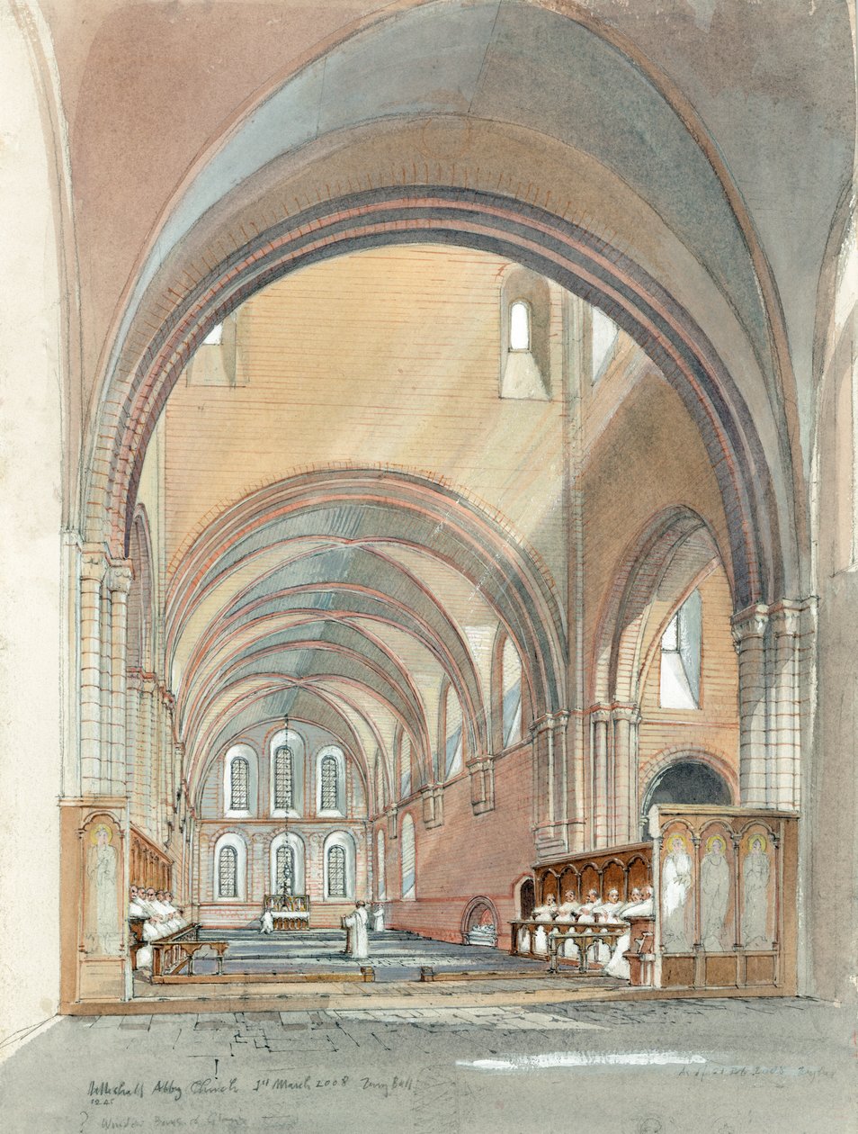 Coro e presbitério da Abadia de Lilleshall, século XIII, c1990-2010 de Terry Ball