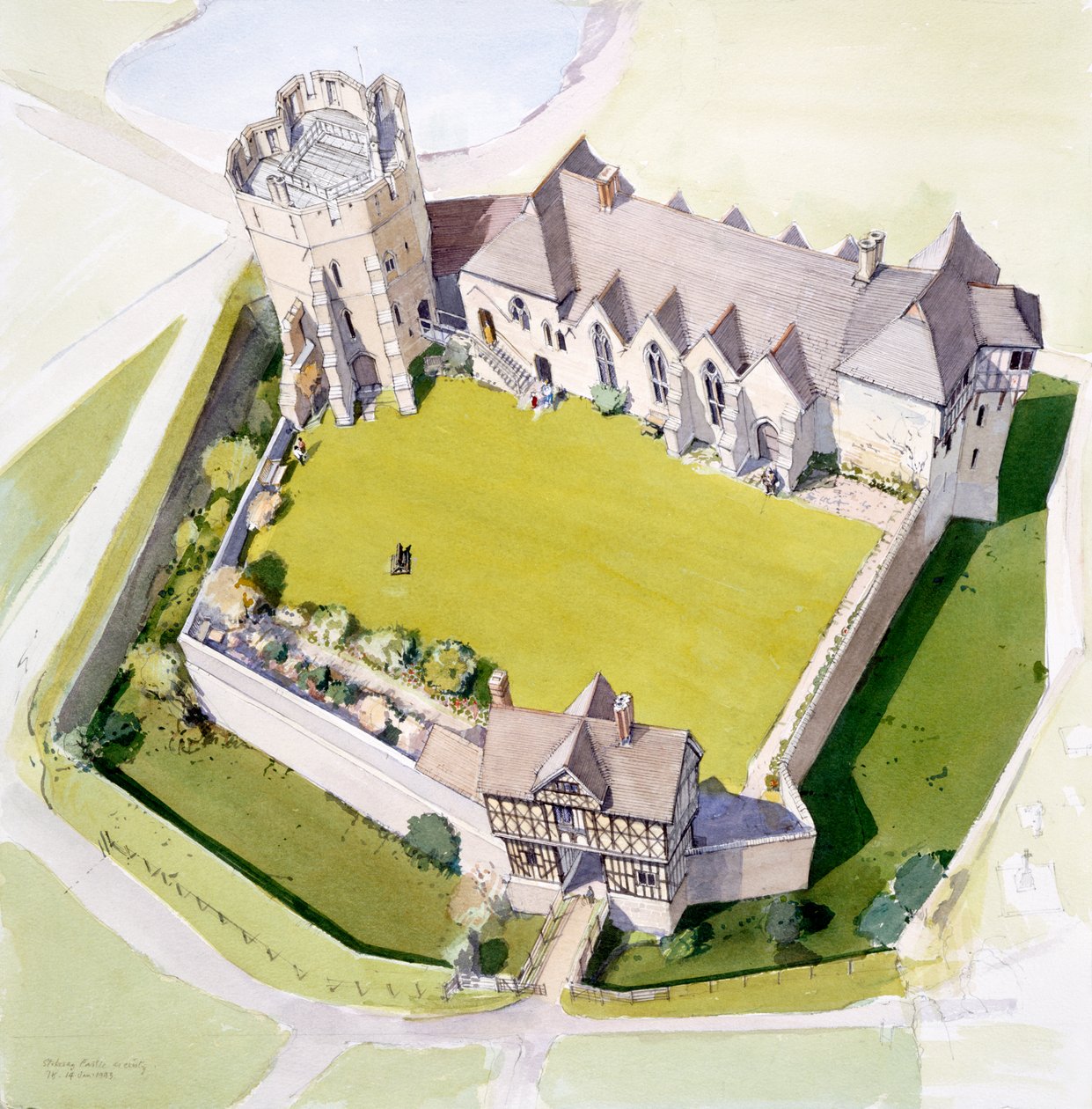 Castelo de Stokesay, c2010 de Terry Ball