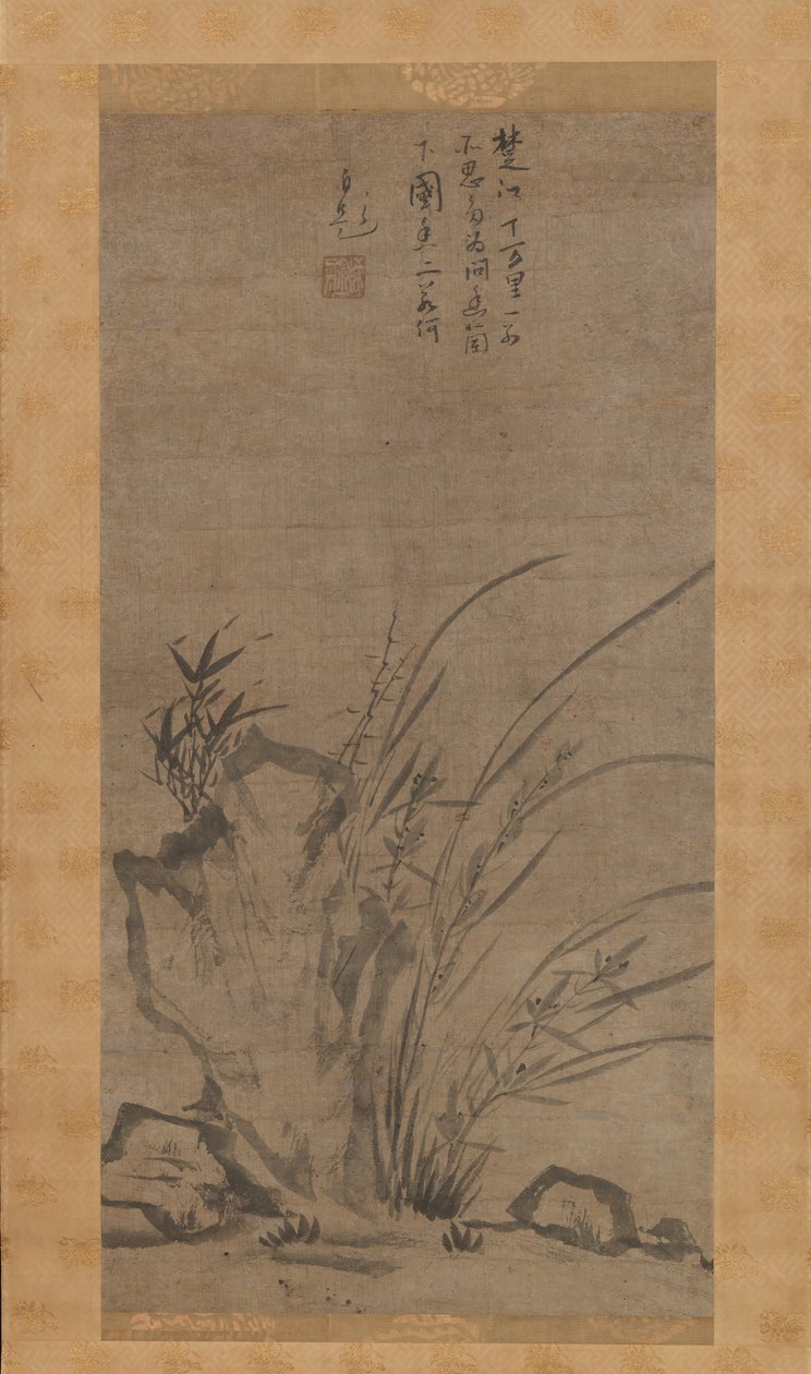 Orquídeas, bambu, sarças e rochas, meados do século XIV. de Tesshu Tokusai