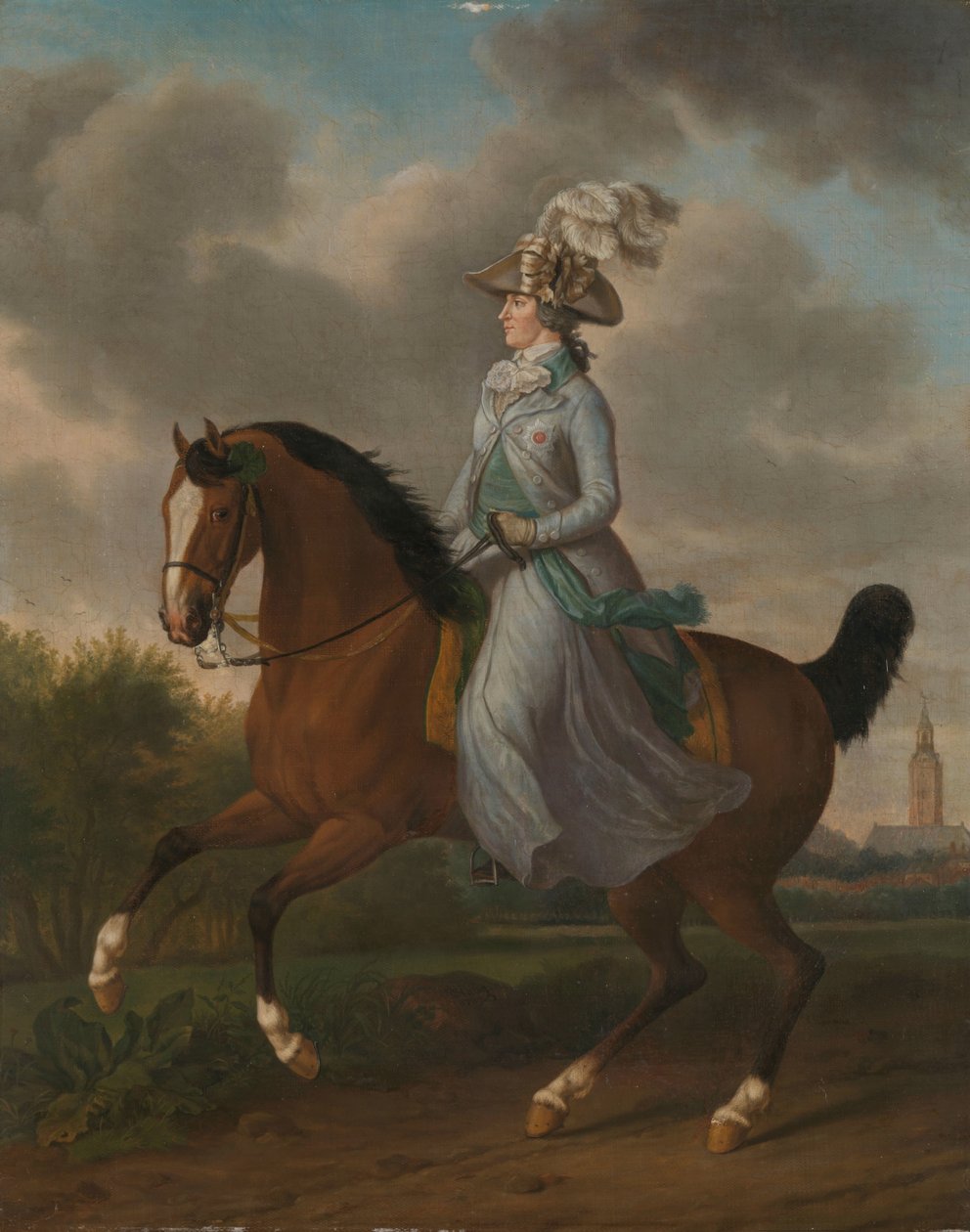 Frederika Sophia Wilhelmina de Pruissia (1751-1820), retrato equestre da esposa do príncipe Willem V de Tethart Philip Christian Haag