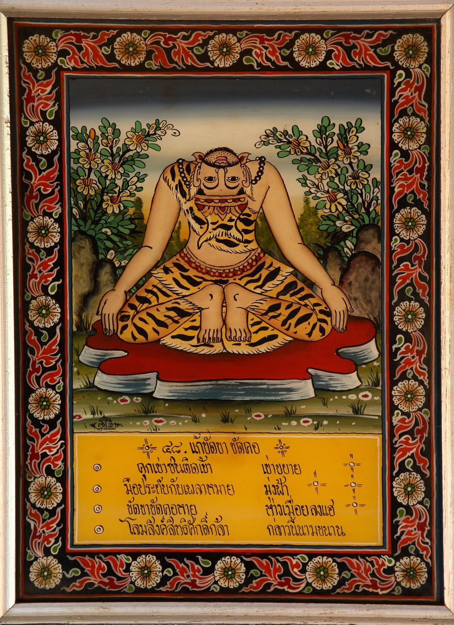 Pintura popular retratando um rishi, ou eremita, praticando yoga de Thai