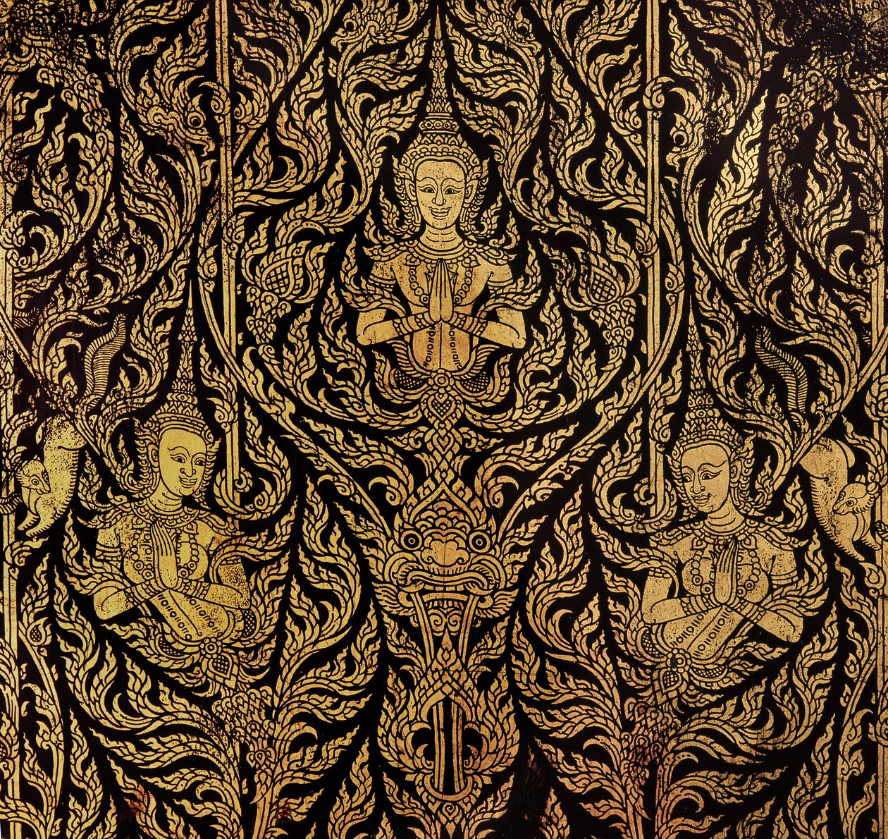 Detalhe de um armário (madeira lacada) de Thai School