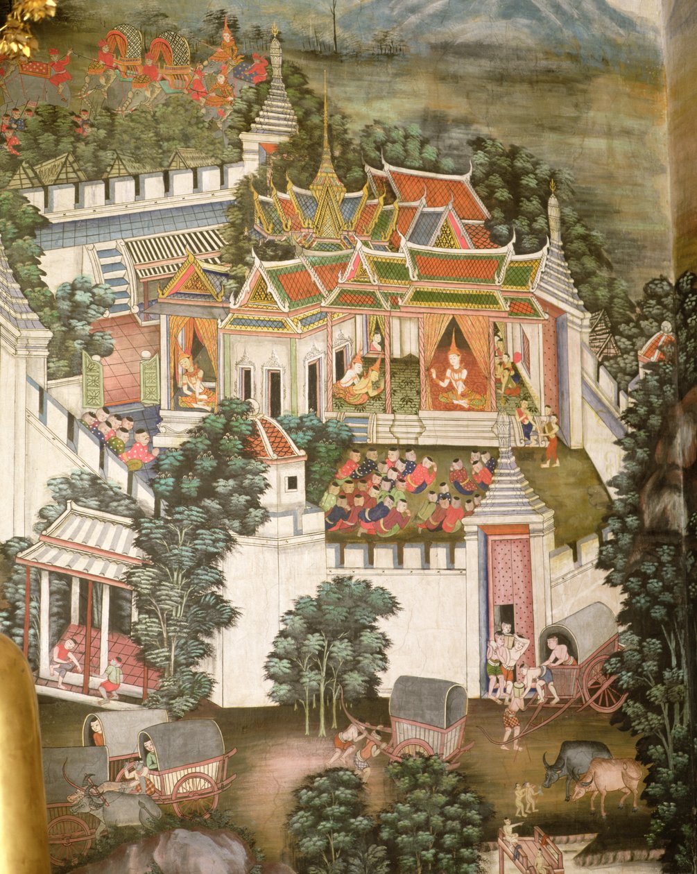Um palácio fortificado (pintura de parede) de Thai School