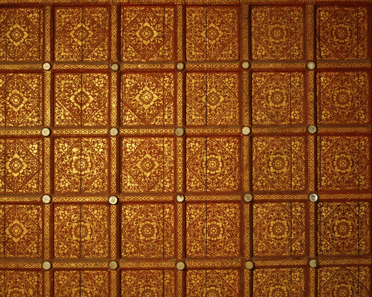 Teto de um templo de Lanna de Thai School