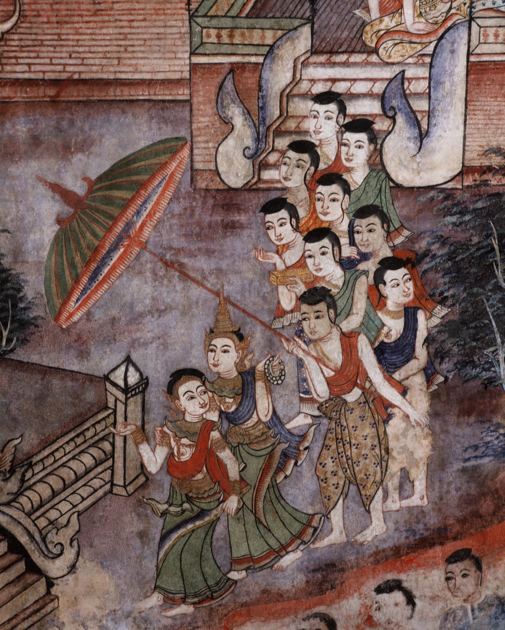 Detalhe de um mural no Wat Phra Singh de Thai School
