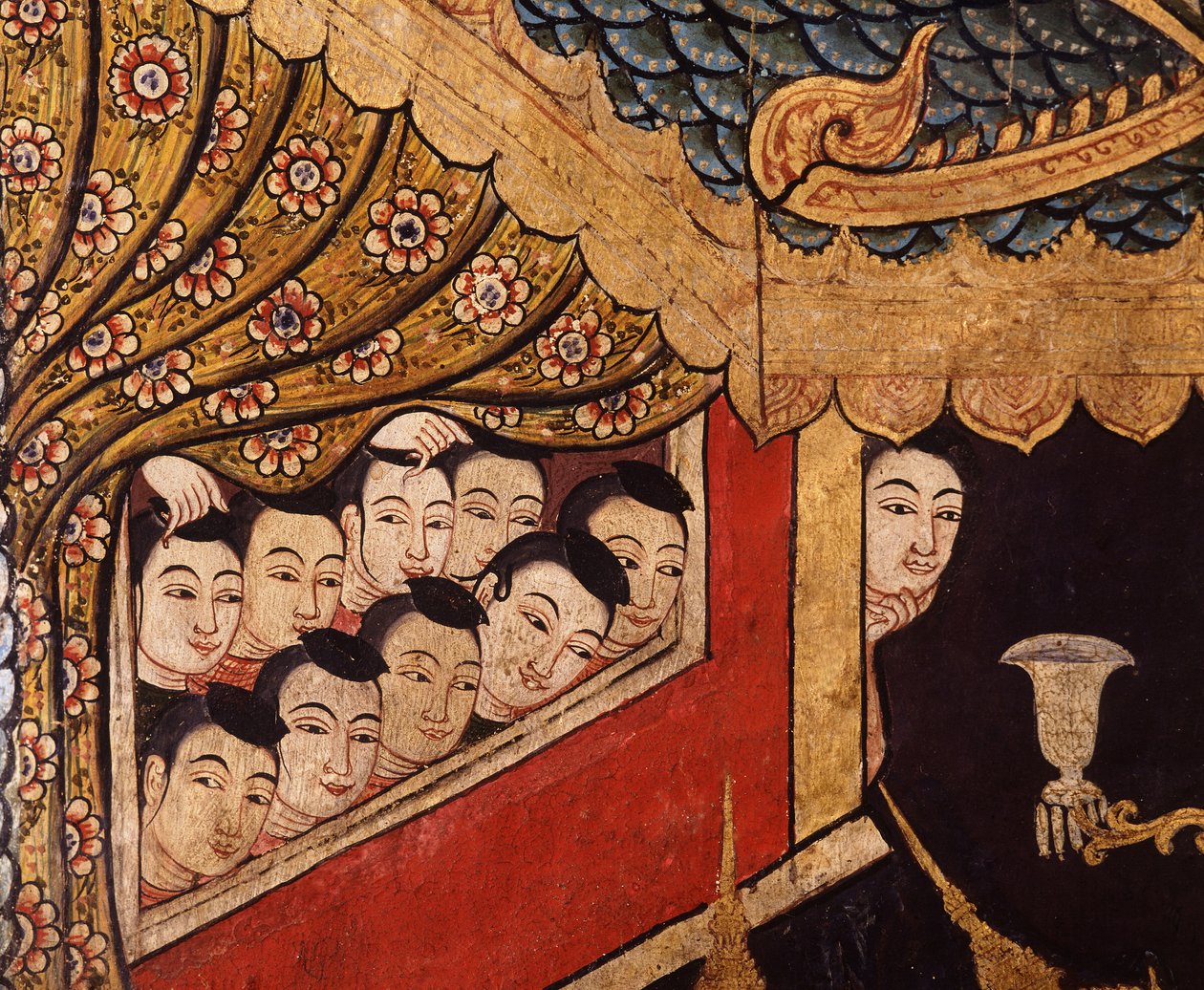 Detalhe de um mural no Wat Phra Singh de Thai School