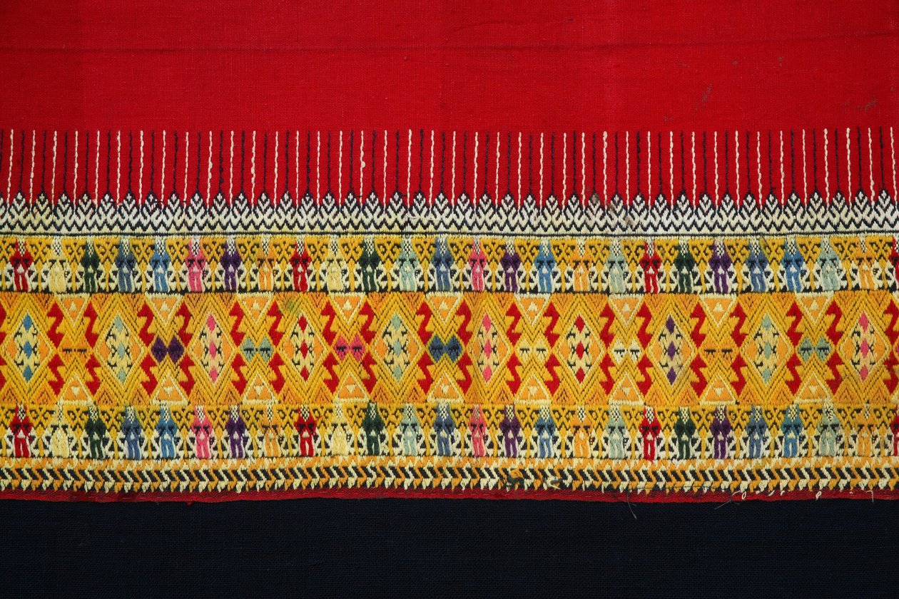 Tecido estampado de gancho duplo, Chom Thong, Chiang Mai, Tailândia (têxtil) de Thai School