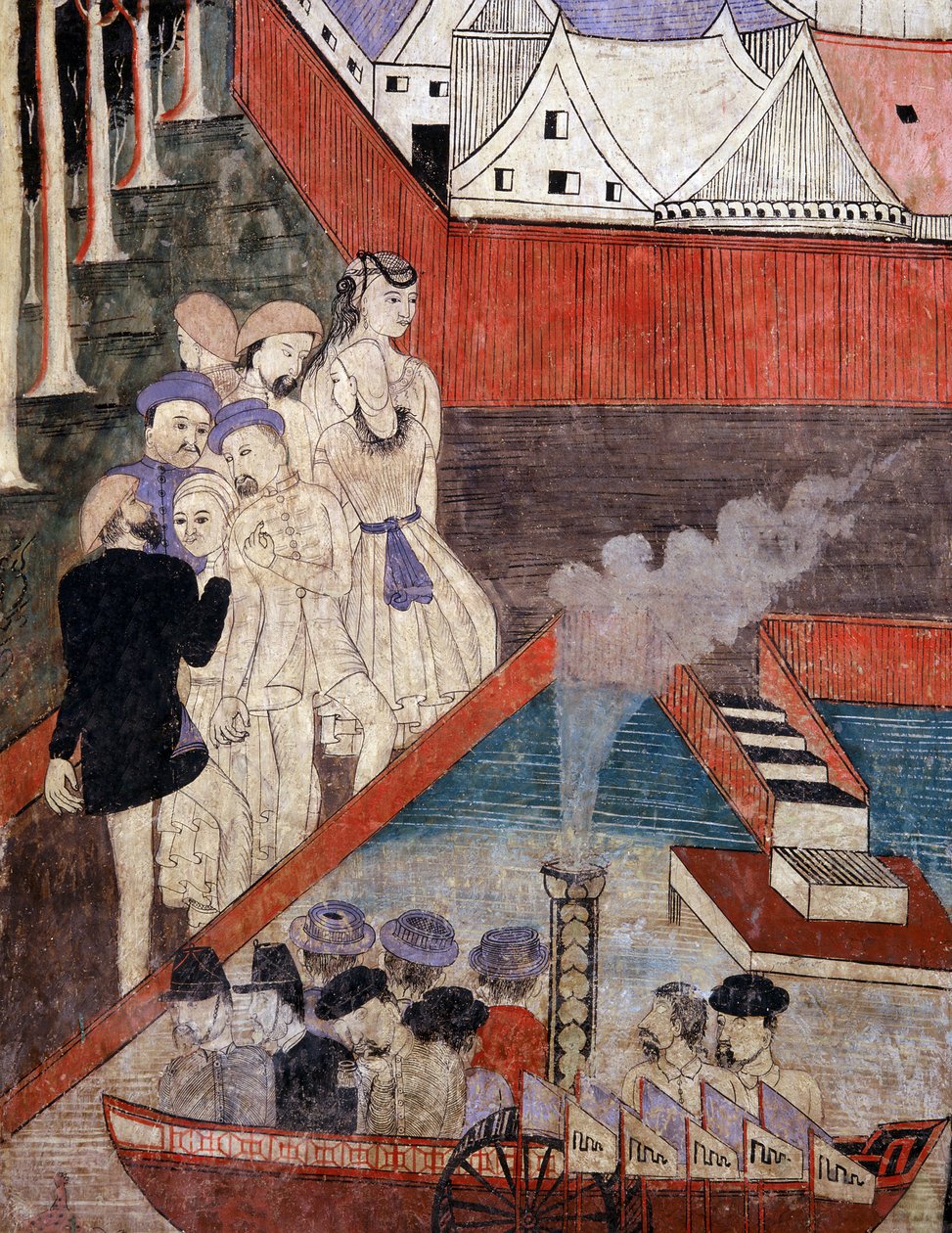 Comerciantes estrangeiros e comerciantes chineses (mural) de Thai School