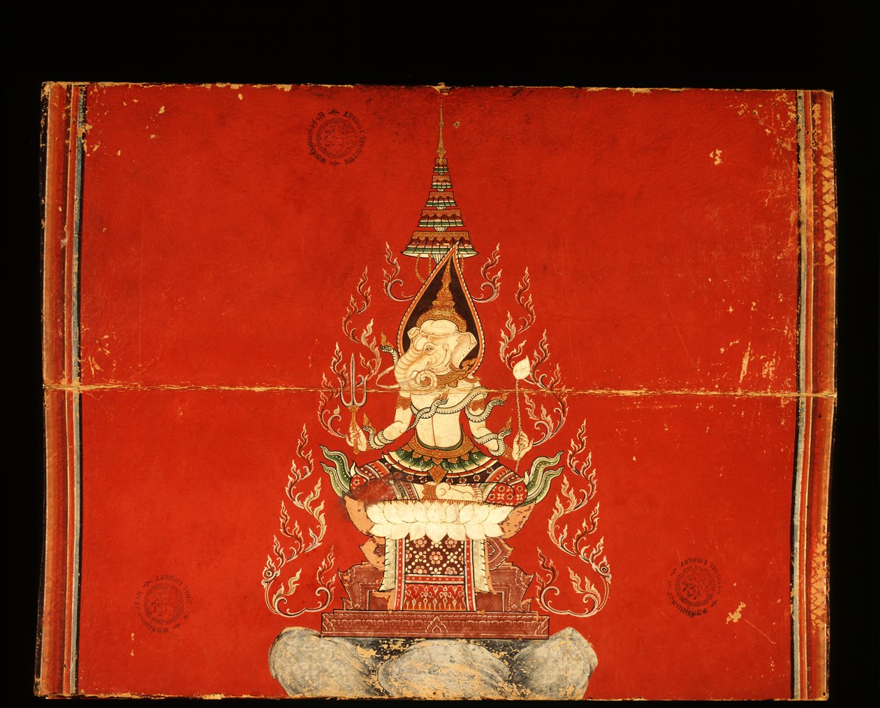 Manuscrito de Ganesh no treinamento do elefante (wc no papel) de Thai School