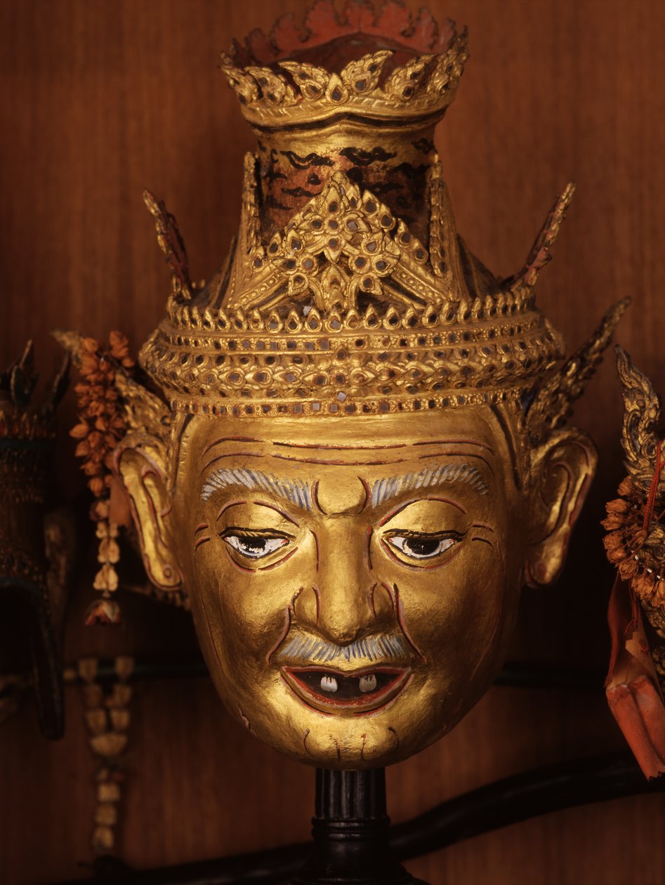 Máscara de um Reshi, ou eremita, para o teatro Khon (metal) de Thai School