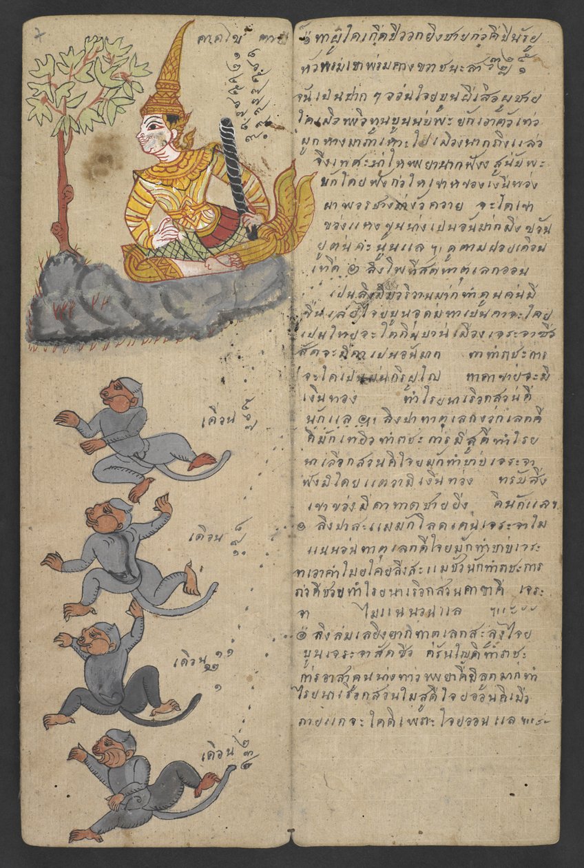Ou 16455 f.7r, Animais do Zodíaco, de Phrommachat (pergaminho) de Thai School