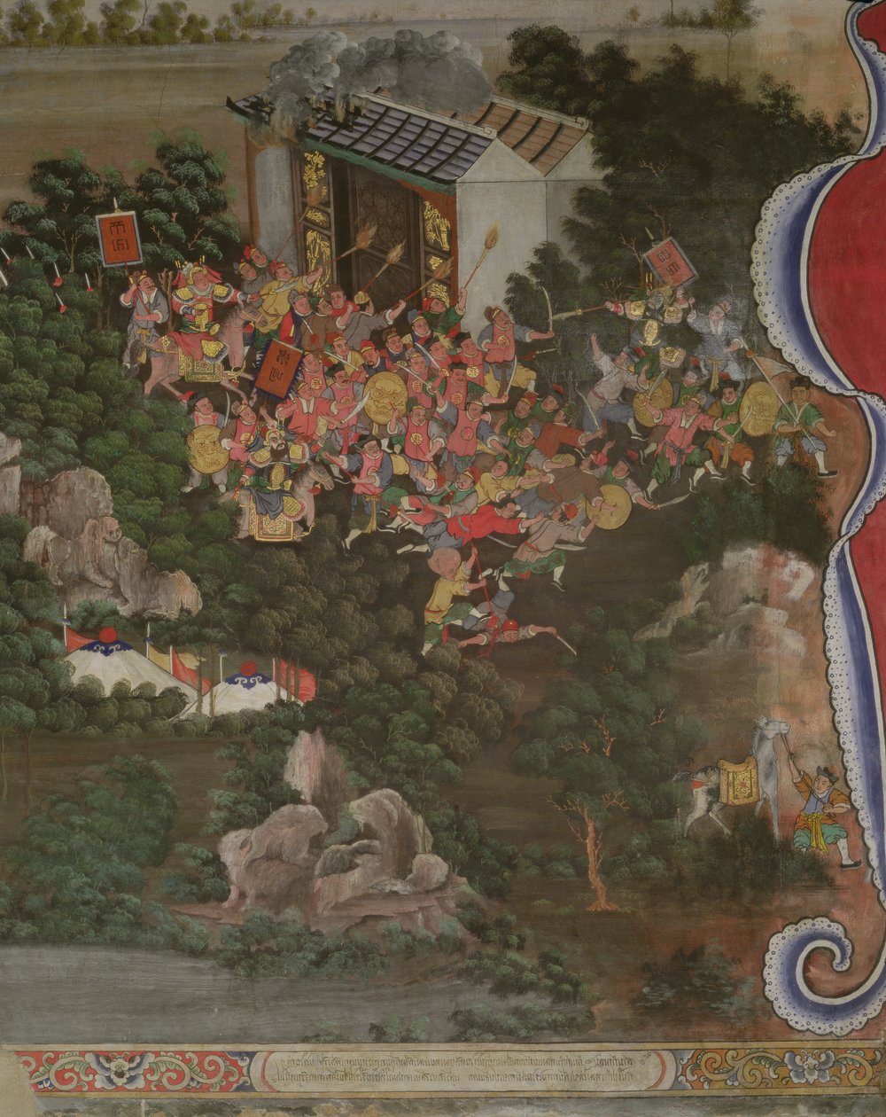 Cena com influência chinesa, Sala Geng, Wat Bowonniwet Vihara, Banguecoque de Thai School