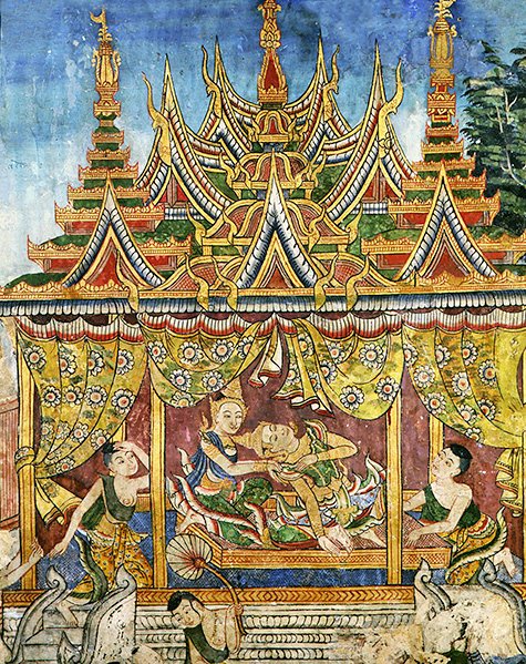 Wiharn Laikarn, episódio de Jataka Sang Thong (fresco) de Thai School