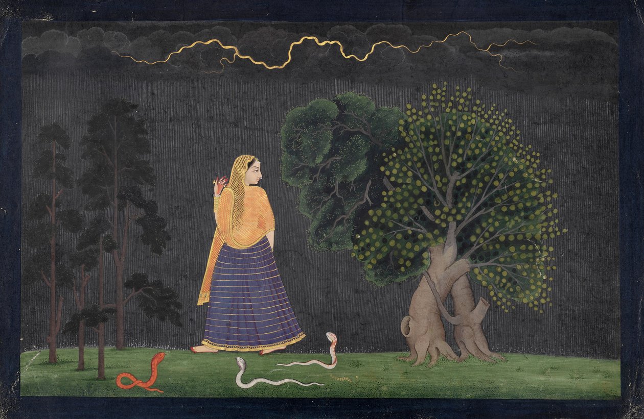 Heroína correndo para seu amante (Abhisarika Nayika) de The Family of Nainsukh