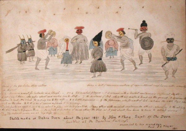 Esboço da vida de Gurkha na Dehra Dun, c.1821 (aguarela sobre papel) de The Hon. Frederick Shore