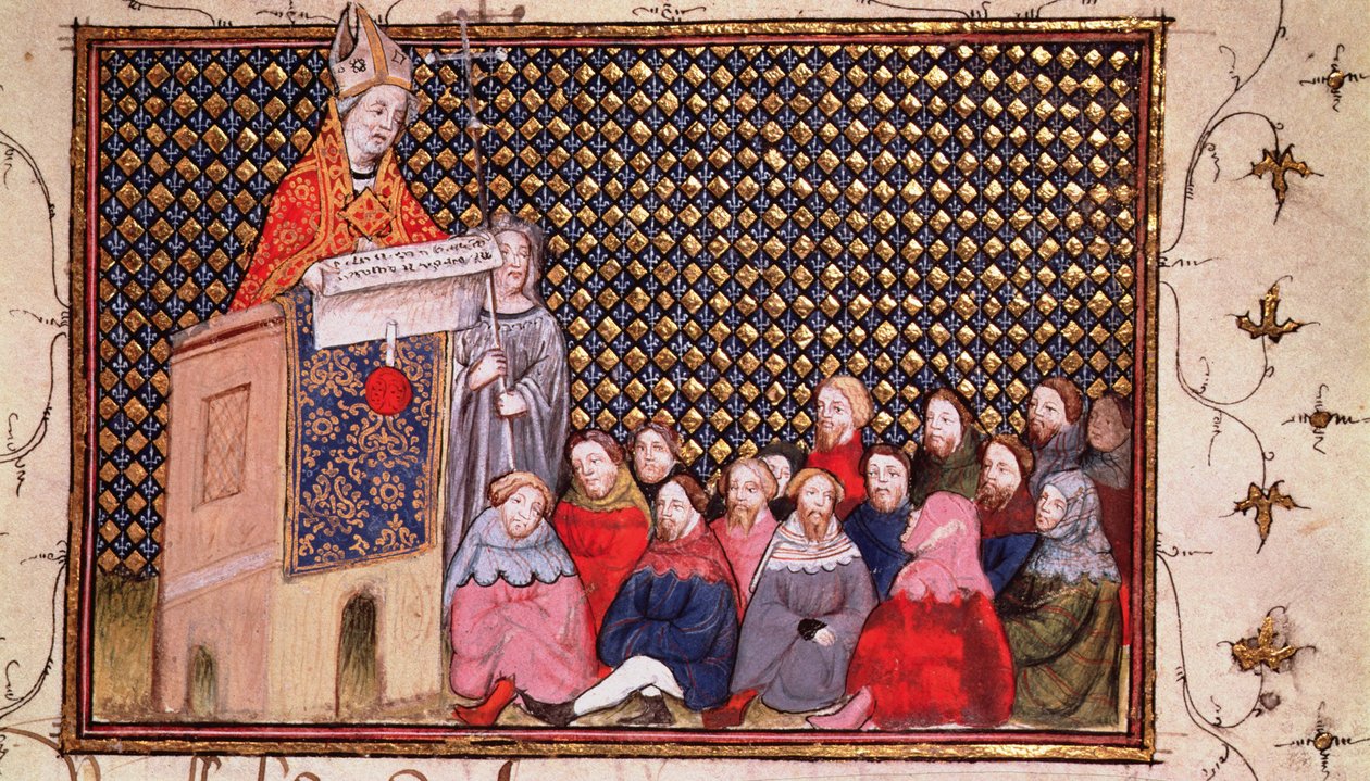 Harl 1319 f.12 Arcebispo Arundel pregando na causa de Henry, da 