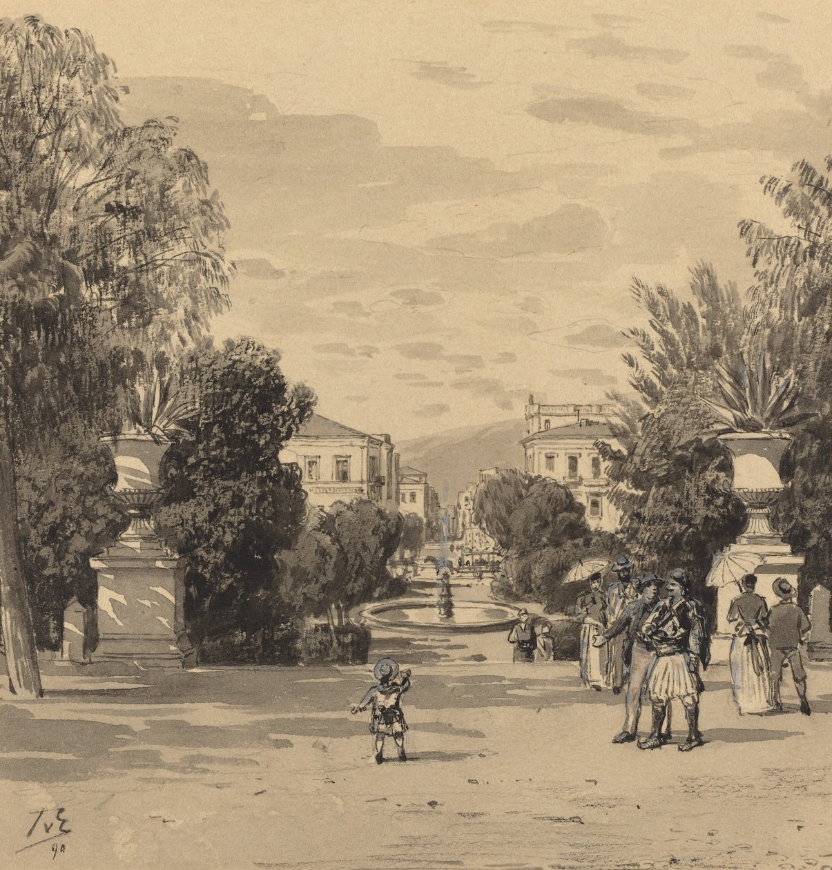 Vista do Antigo Palácio Real de Hermesstreet, 1890. de Themistocles von Eckenbrecher