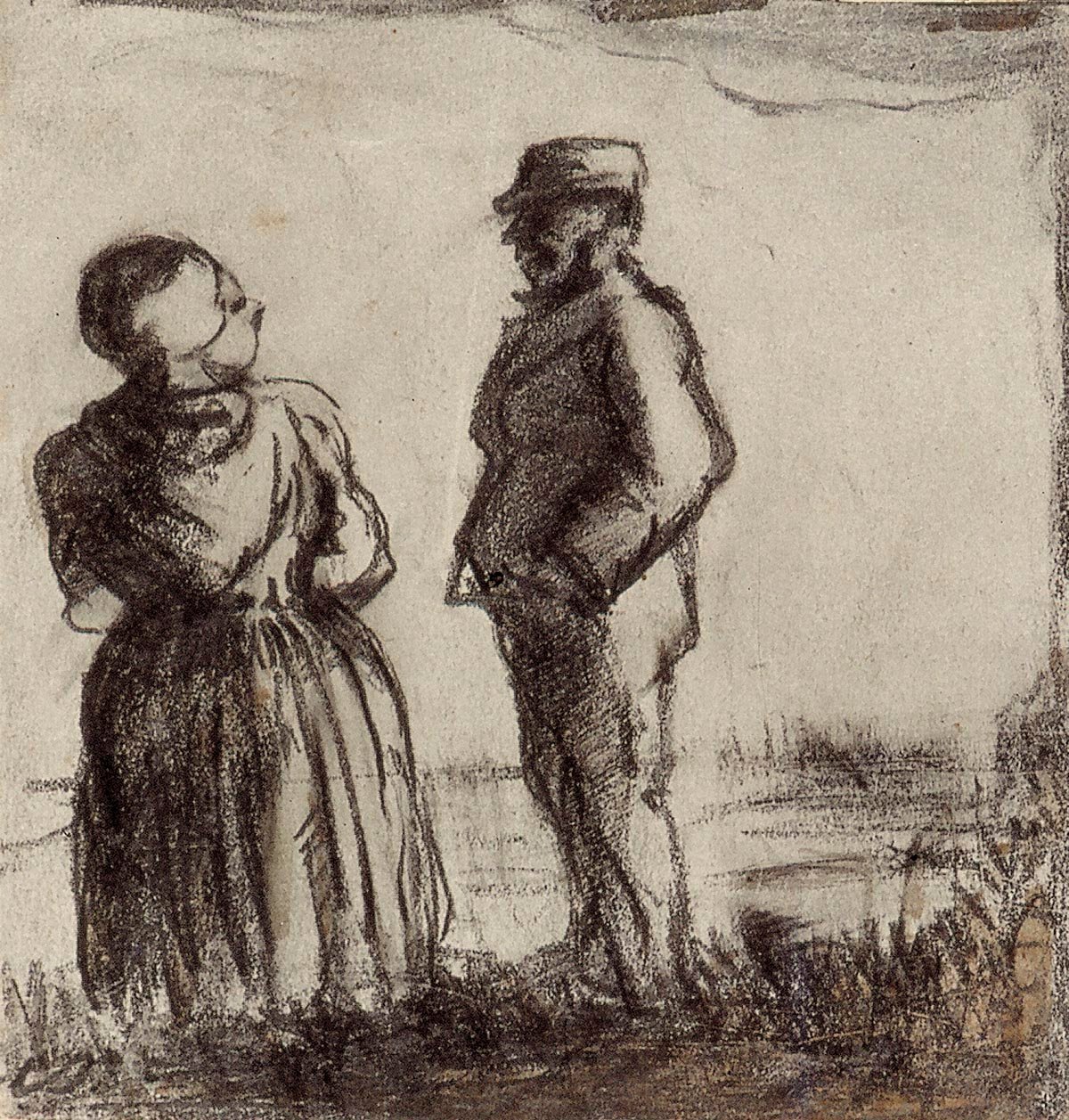 Fazendeiro e sua esposa em uma paisagem de Theo van Doesburg
