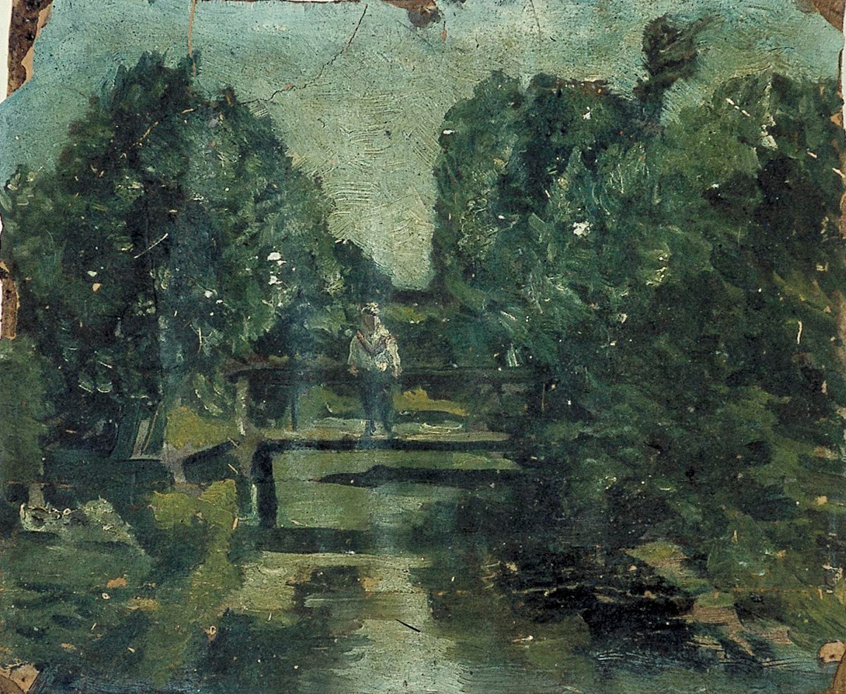Figura em uma ponte em uma floresta de Theo van Doesburg