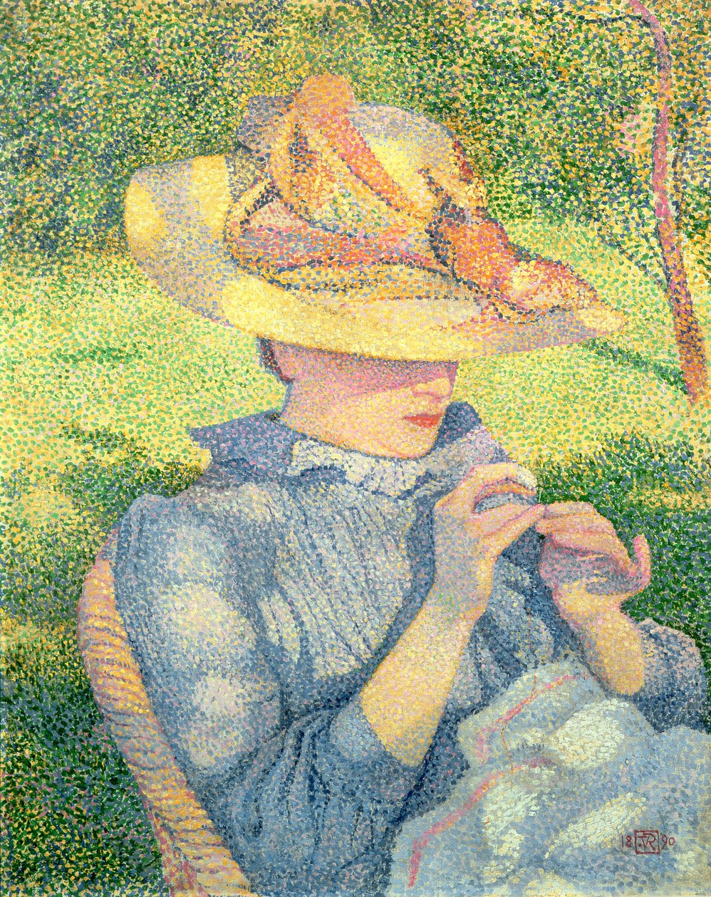 O chapéu de palha, 1890 de Théo van Rysselberghe
