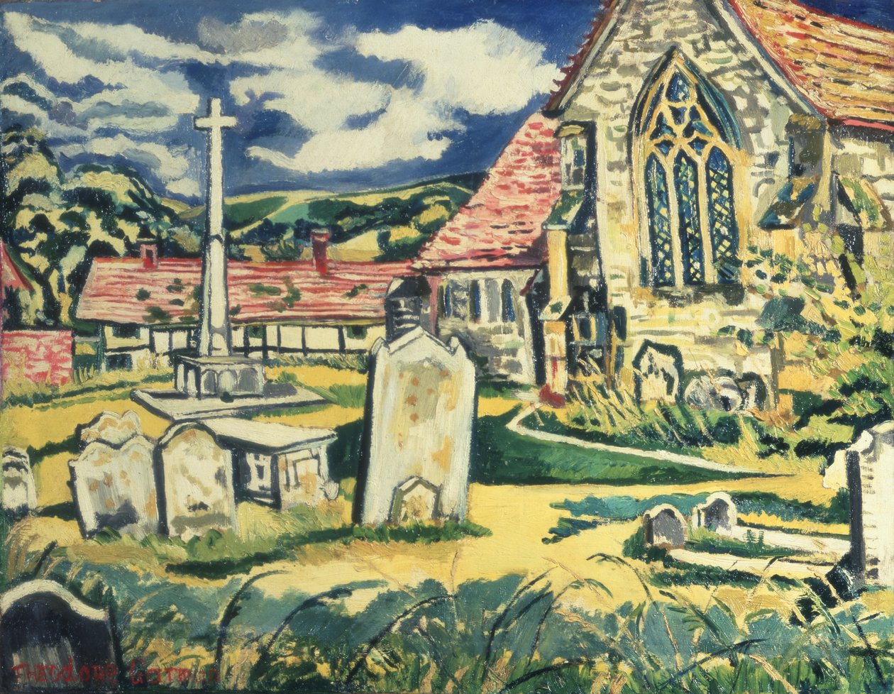 Igreja de South Harting (óleo sobre tela) de Theo Garman