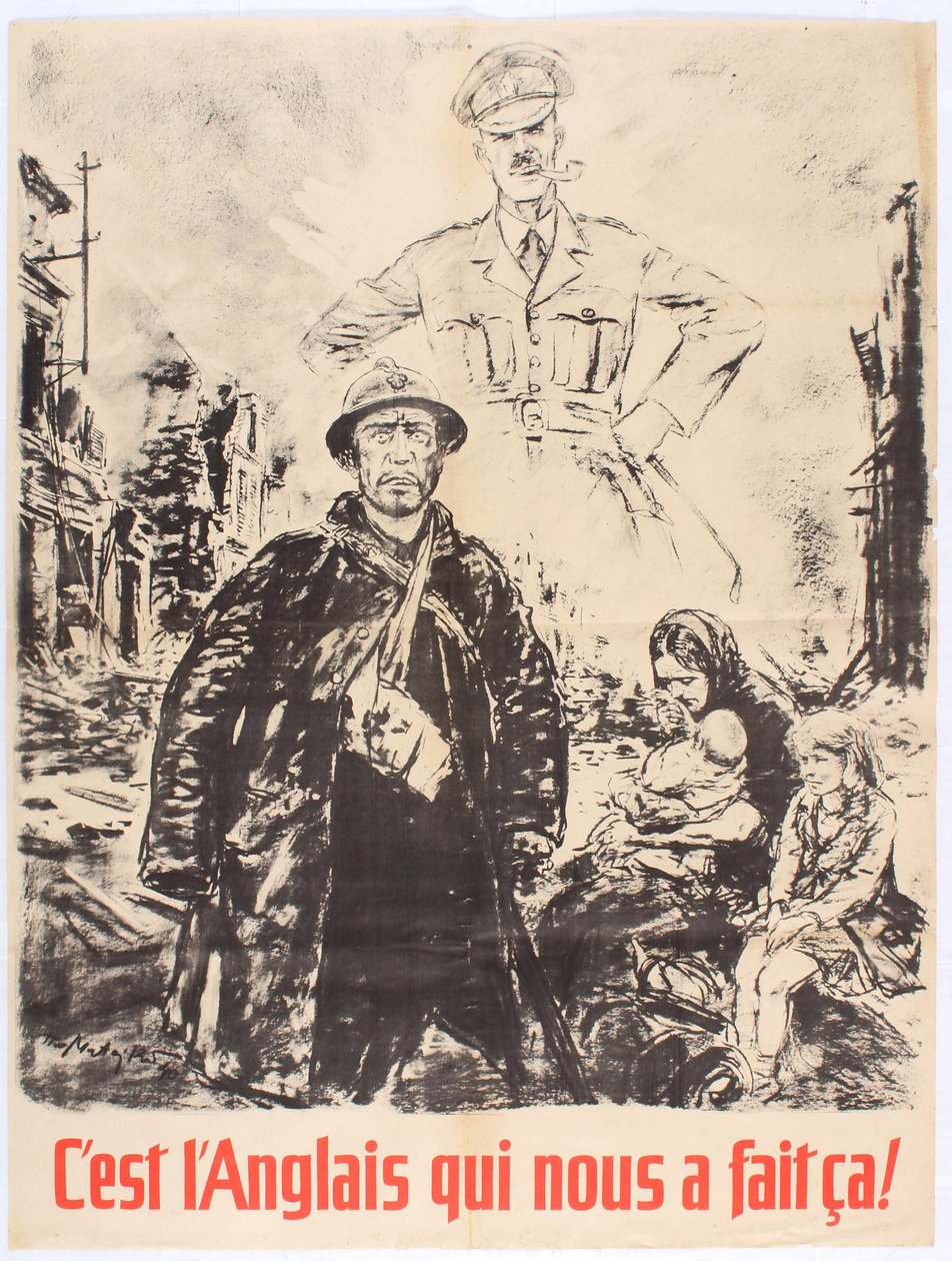 Foram os ingleses que fizeram isso conosco. Cartaz de propaganda de Vichy França, 1940. de Theo Matejko