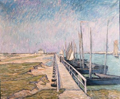 Barcos à Vela Atracados num Porto de Theo Van Brockhusen