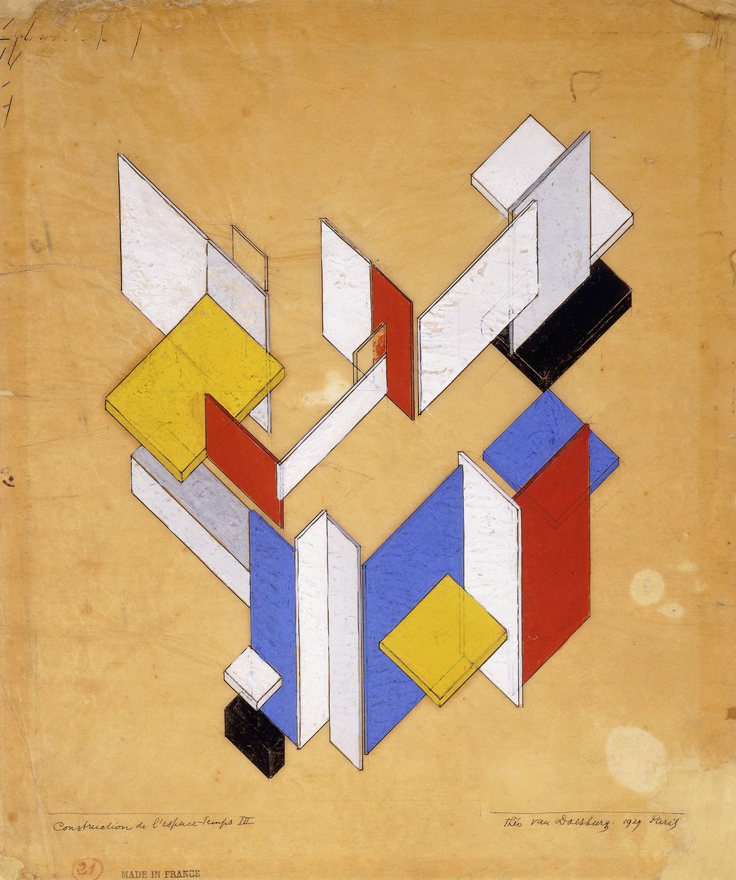 A construção do espaço - tempo III; Construção de L "Espace - Temps III, 1924 de Theo van Doesburg